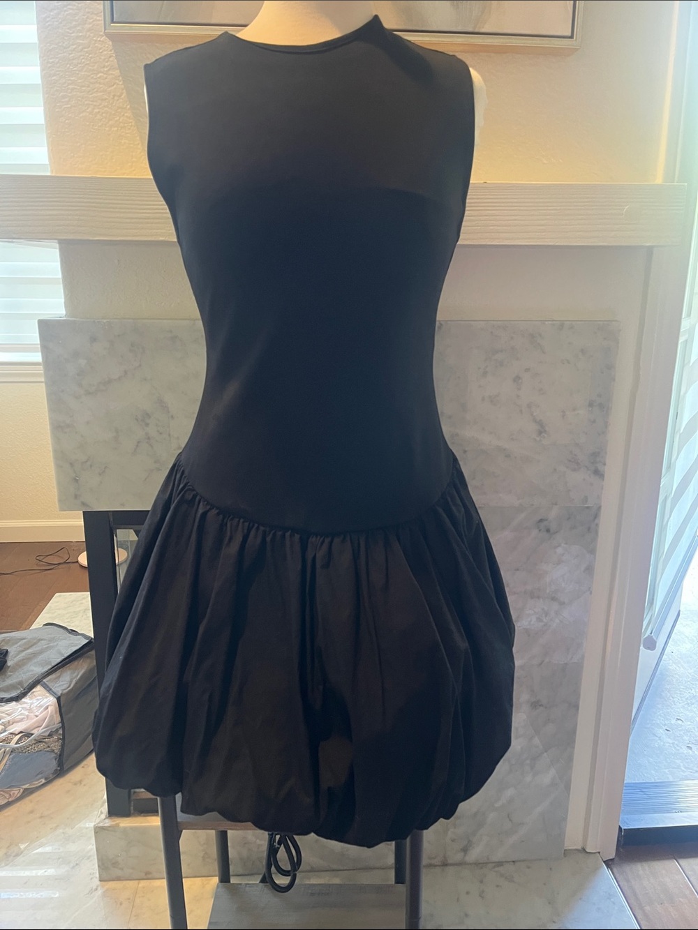 ZARA Black Sleeveless Bubble Hem Dress 100% Cotton
